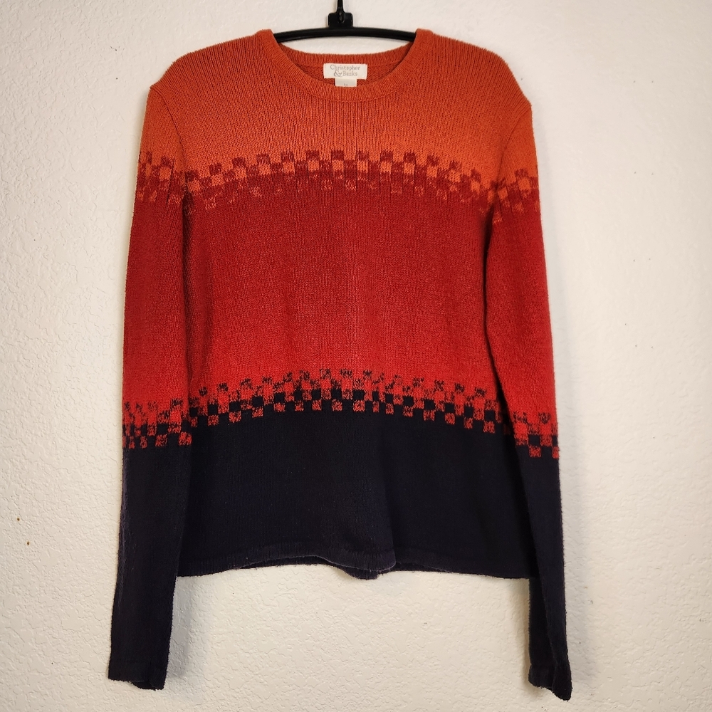 Vintage Christopher & Banks Color-Block, Gradient-Style Crewneck Sweater, Size M